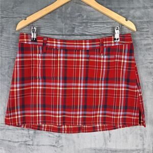 Womens Skirt 8 Vintage Y2K Red Plaid Mini Preppy School‎ Girl Clueless Academia